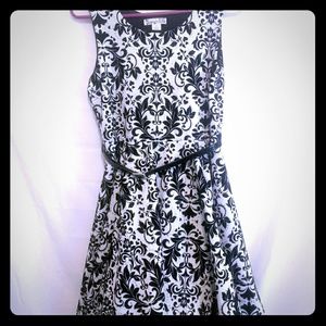 Knitworks Black & White flocked Skater Dress